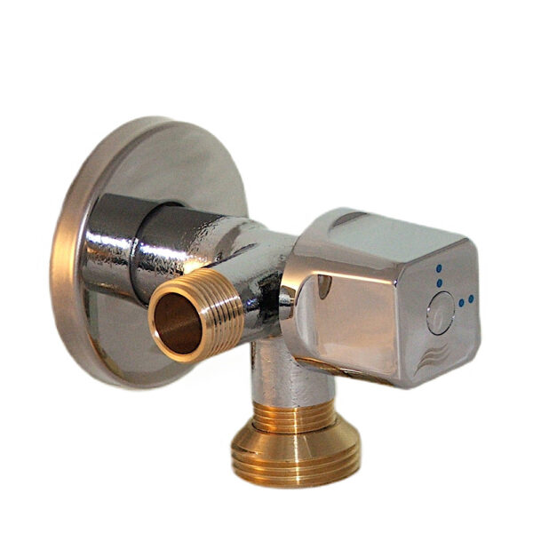 Zawór chromowany 1/2″x3/4″x 3/8″ kątowy Multi DN15