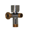 Zawór chromowany 1/2″x3/4″x 3/8″ kątowy Multi DN15