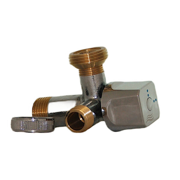 Zawór chromowany 1/2″x3/4″x 3/8″ kątowy Multi DN15