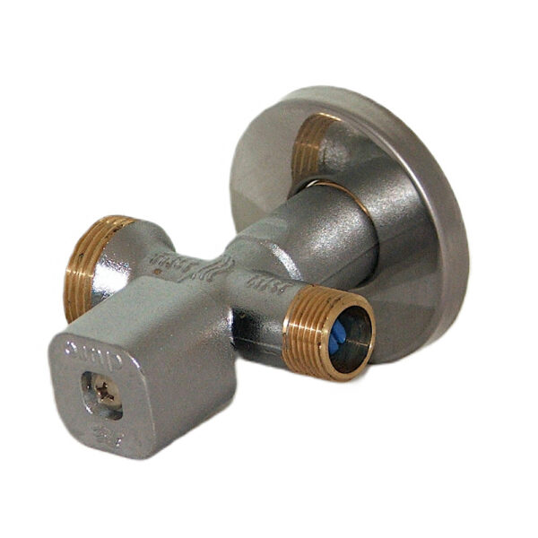 Zawór chromowany 1/2″x3/4″x 3/8″ prosty Solid Bis z filtrem DN15