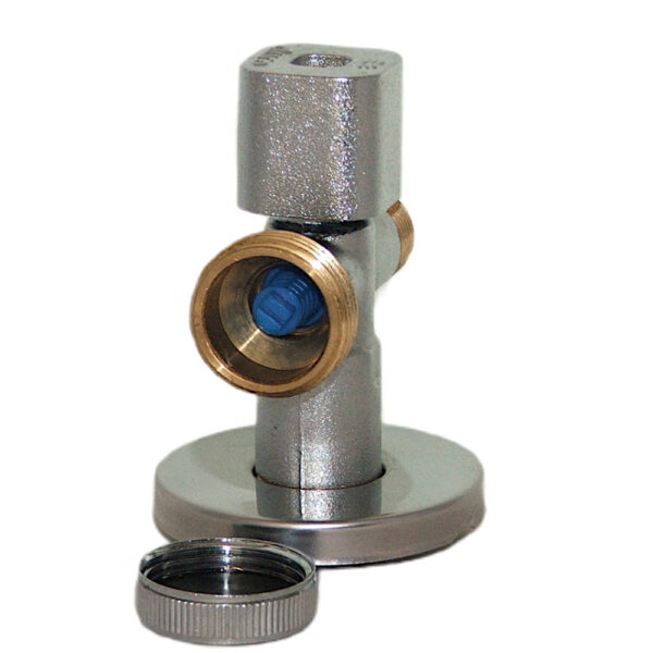 Zawór chromowany 1/2″x3/4″x 3/8″ prosty Solid Bis z filtrem DN15