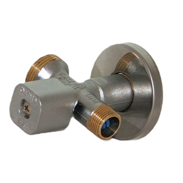 Zawór chromowany 1/2″x3/4″x 3/8″ prosty Solid Bis z filtrem DN15