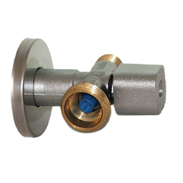 Zawór chromowany 1/2″x3/4″x 3/8″ prosty Solid Bis z filtrem DN15